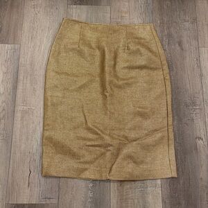 NWT Cache Gold Textured Linen Pencil Skirt Size 6 💛